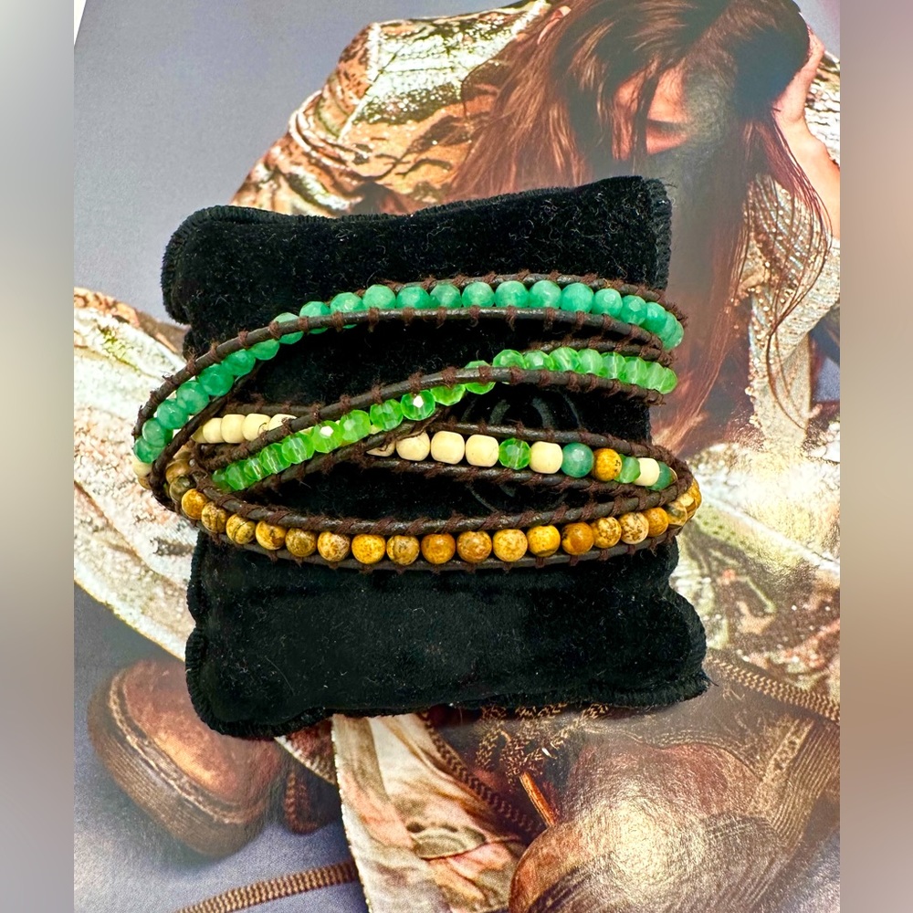 BUY OR BUNDLE FOR FREE WITH $125. Purchase. Lizou Stone & Leather Wrap Bracelet
